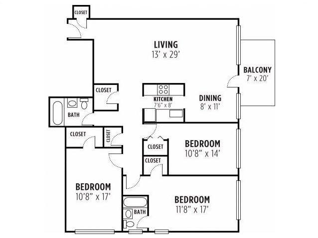 2 Bedrooms - Plan 3